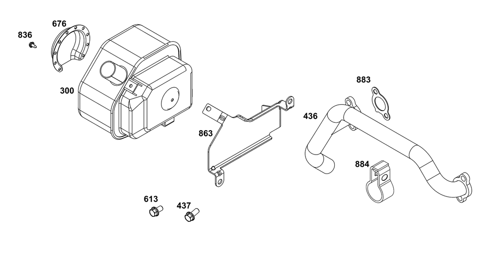 Exhaust Group Diagram and Parts List for 305442-0624-F1  Briggs and Stratton Engine